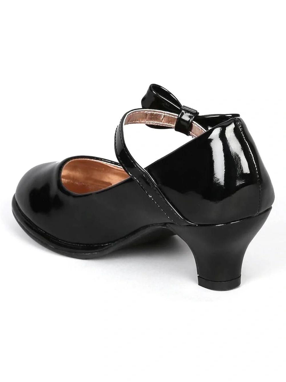 Girls Patent leather black Bow Mary Jane Shoes heels dressy fancy size 10